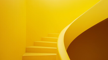 yellow staircase. yellow minimalist home interior. yellow wallpaper.