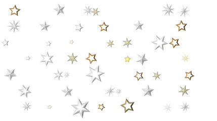 Stars - Banner with golden decoration. Festive border with falling glitter dust and stars.