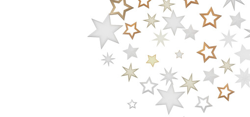A mesmerizing collection of white and gold stars against a dark background, creating a dazzling and magical atmosphere.