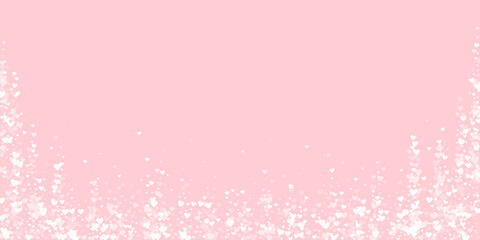 White hearts scattered on pink background.