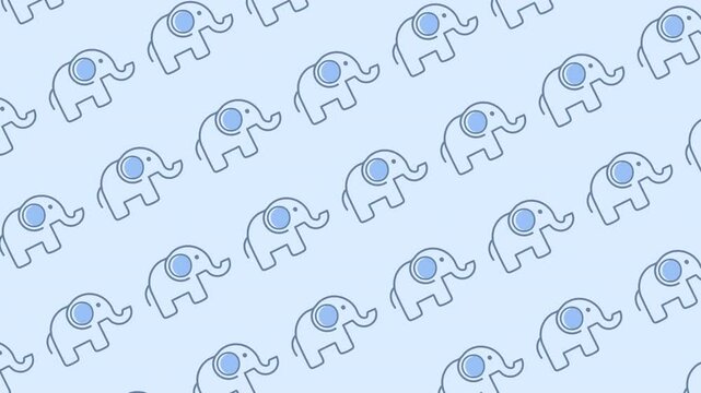 Elephant pattern animated background. 4K motion animation.