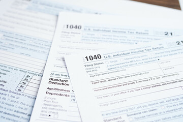 Fototapeta premium Tax form 1040 U.S. Individual Income Tax Return, business finance.