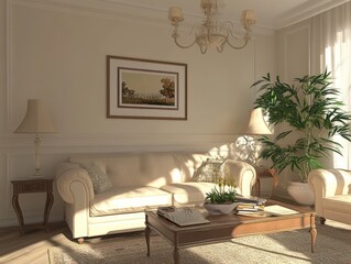 Elegant Living Room Interior Design With Classic Furniture