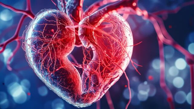 A heart with red veins and a broken heart