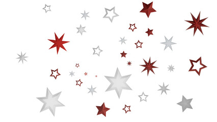 A digital illustration of red and white stars on a black background, a simple and stylish abstract design.