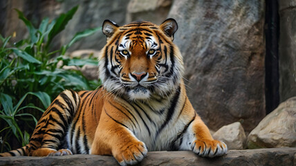 Obraz premium tiger in zoo HD 8K wallpaper Stock Photographic Image 