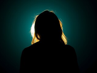 Silhouette of a Woman: Backlit Figure in Teal