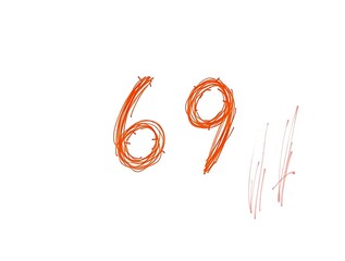 Fototapeta premium Intricate Scribbled Number Sixty-Nine with Abstract Strokes