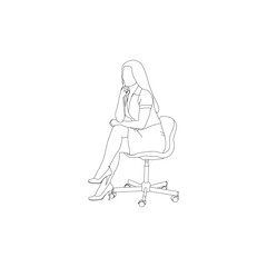 Business Woman Line Art vector design. Business Woman outline illustration design.