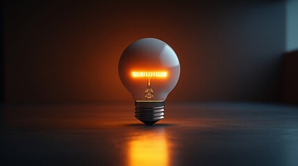 Illuminating Ideas: A Glowing Light Bulb in a Dark Room