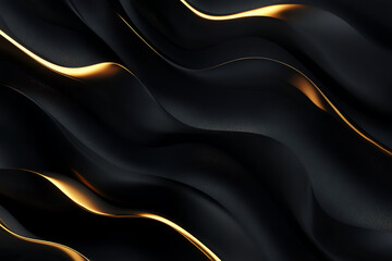 Obraz premium 3D Gold Waves: Matte Black and Abstract Luxury background wallpaper