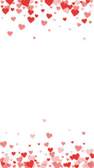 Red hearts scattered on white background.