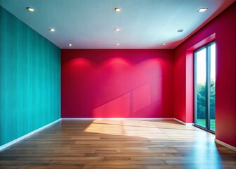 Minimalist Blank Room Interior: Solid Color Wall with Space for Text and Branding