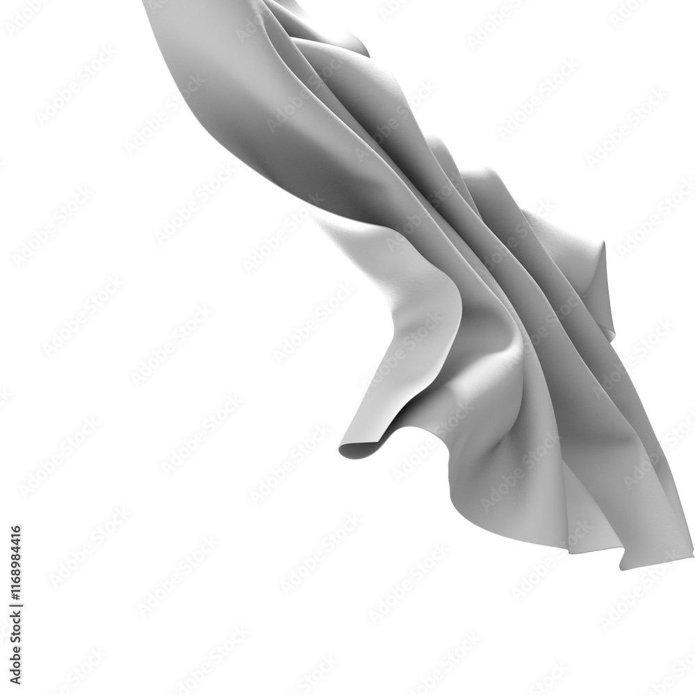 Poster a close up of a white fabric draped over a black background, creating a smooth and simple abstract c