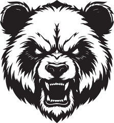 Angry Panda Head with Intense Expression

