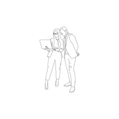 Business Man Line Art vector design. Business Man outline illustration design.
