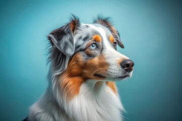 Fototapeta premium Minimalist Blue Merle Australian Shepherd Dog Portrait - Stock Photo
