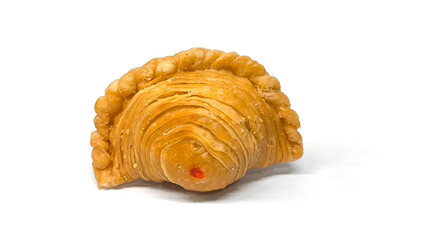 curry puff pastry isolated on white background. Snacks in Thailand. Bean Paste Pastries