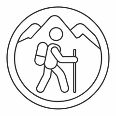 Hiking Icon Minimalist Vector Design.
