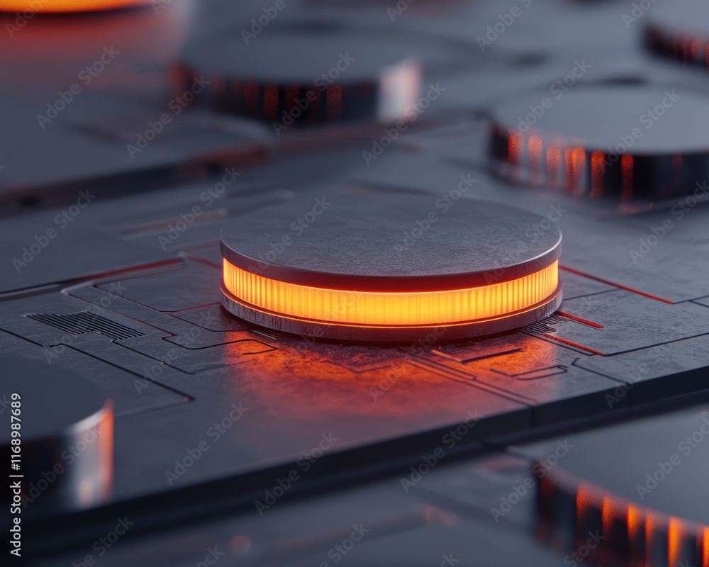 Poster futuristic technology background with glowing circular elements and circuit patterns