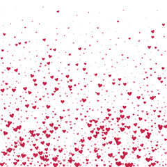 Obraz premium Red hearts scattered on white background.