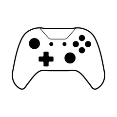  An illustration depicting a black joystick icon for computer games, on a white background. © Victoria