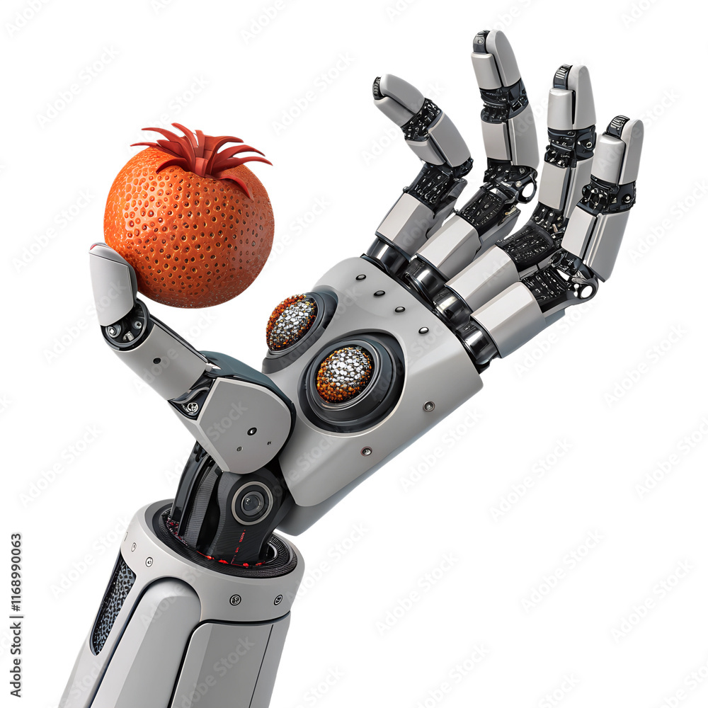 Poster 3d rendering robotic hand pointing isolated on white