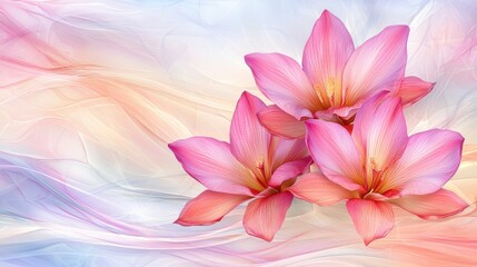 Fototapeta premium Vibrant Pink Flowers with Soft Background in Delicate Pastel Colors