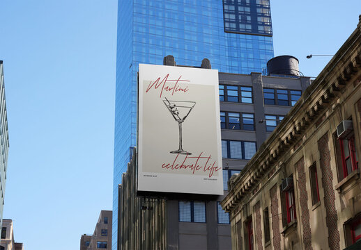 Large Vertical Blank Billboard Ready for Advertising in New York City