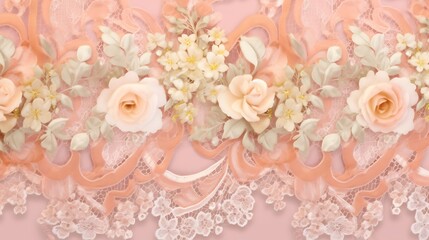 Obraz premium Delicate Peach Roses and Lace Floral Design