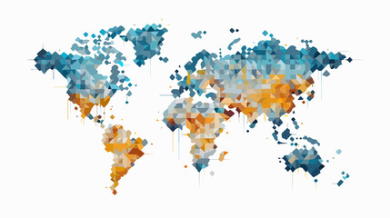 Obraz premium Colorful Cartoon Vector World Map with Binary Code Patterns for Education and Technology Concept
