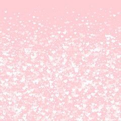 White hearts scattered on pink background.