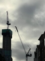 Cranes working on buildings