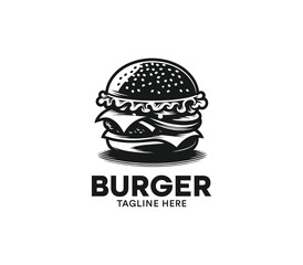 Fototapeta premium Burger logo design vector. Fast food logo. Modern burger minimal design. Burger company logo