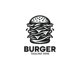 Obraz premium Burger logo design vector. Fast food logo. Modern burger minimal design. Burger company logo