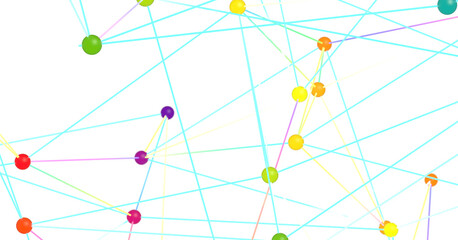 Colorful Abstract Network with Lines and Dots