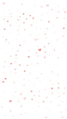 Red hearts scattered on white background.