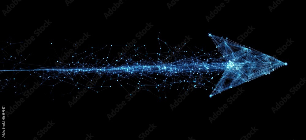 Poster digital arrow representation of data flow and connectivity in technology, abstract network visualiza