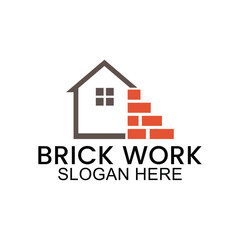 brick logo for property, symbol, icon, vector illustration of house building template.