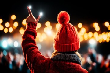 A karaoke competition, with a confident performer singing under a spotlight, and an audience clapping in the background