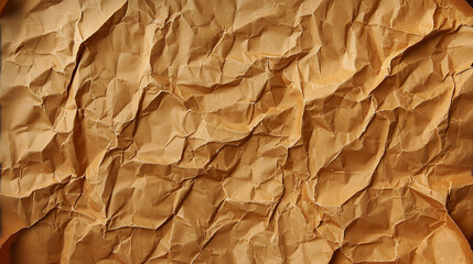 Close-up of a crumpled brown paper texture..