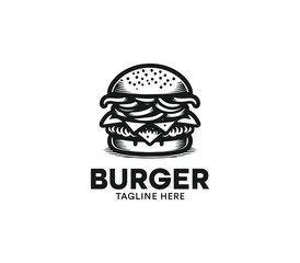 Obraz premium Burger logo design vector. Fast food logo. Modern burger minimal design. Burger company logo
