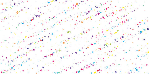 Falling letters of English language. Colorful