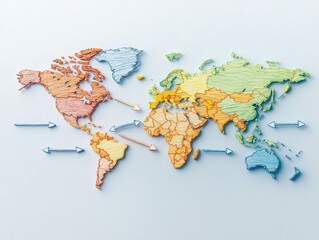 Globalization trade War. Colorful world map puzzle illustrating global connections and geography.
