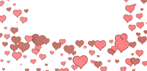 3D illustration of hearts falling