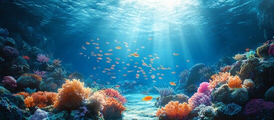 Obraz premium Vibrant Underwater Coral Reef Paradise: A Stunning Ocean Scene