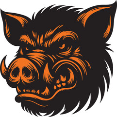 Wild Pig Face with a Powerful Stare
