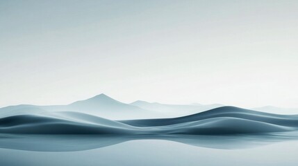 Serene Minimalist Landscape Reflection in Blue Hues