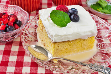 メキシコのスイーツ パステル・デ・トレス・レチェス(3種のミルクのケーキ)  Mexican sweets Pastel de Tres Leches( Mexican Tres Leches Cake,Tres Leches Cake,Three Milk Cake, 3 Milk Cake)