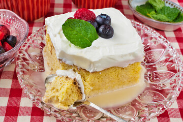 メキシコのスイーツ パステル・デ・トレス・レチェス(3種のミルクのケーキ)  Mexican sweets Pastel de Tres Leches( Mexican Tres Leches Cake,Tres Leches Cake,Three Milk Cake, 3 Milk Cake)